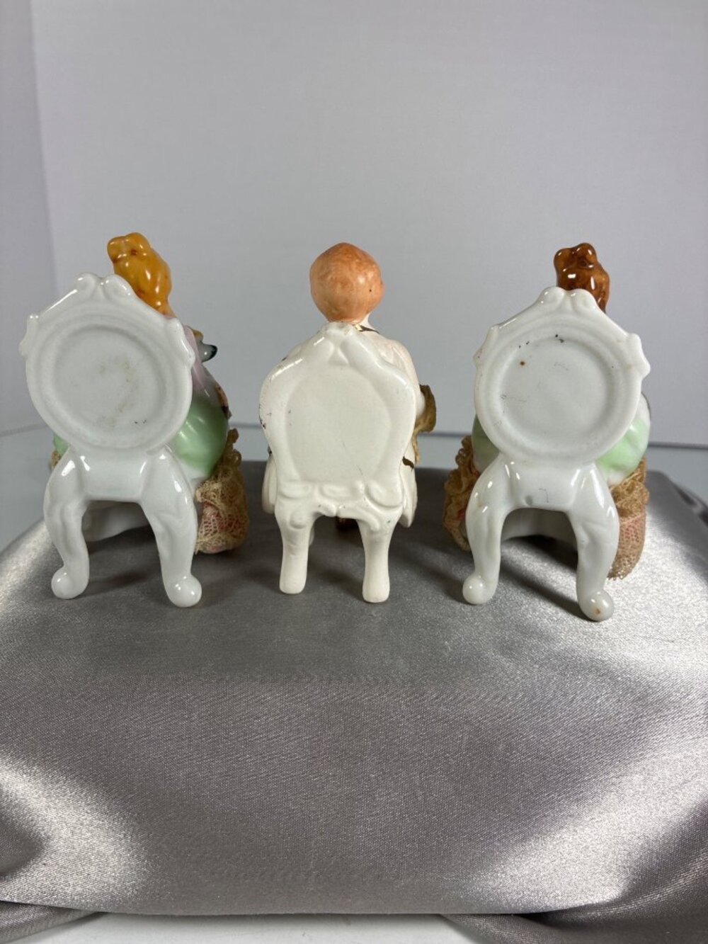 Vintage Porcelain Lace Figurine Trio Victorian Style - Picture 6 of 16
